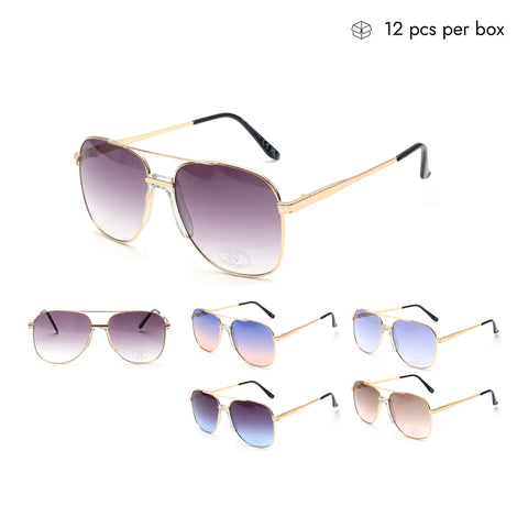 V130144 Wholesale Plastic Square Classic Sunglasses Styles 1 Dozen (12pcs)