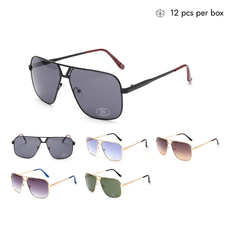 V130146 Aviator metal Men's Sunglasses Bulk 1 Dozen (12pcs)