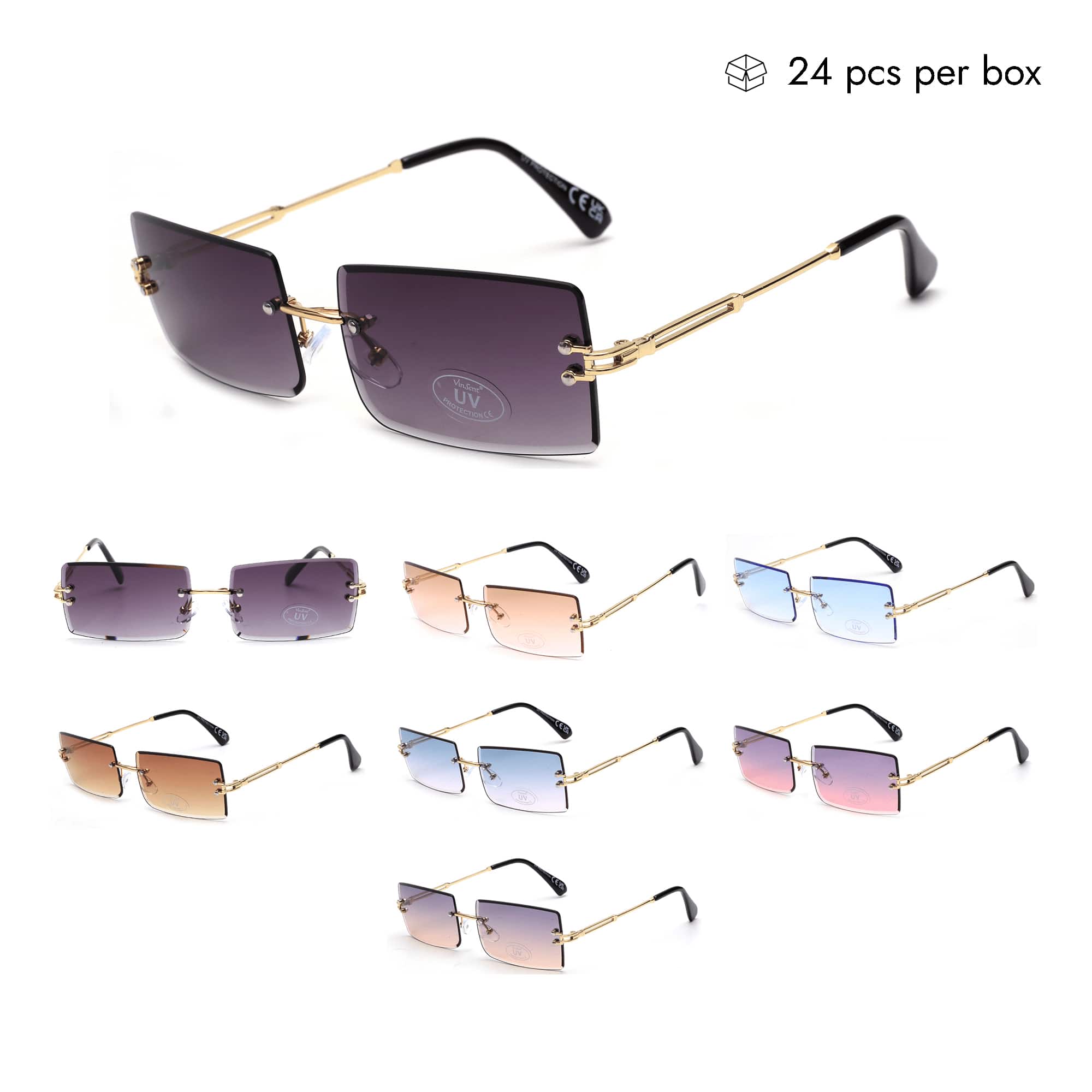 rimless sunglasses wholesale V150001-B