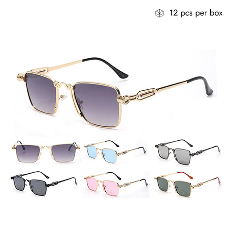 V150031 Unisex Vintage Metal Vintage Sunglasses in Bulk 2 Dozen (24pcs)