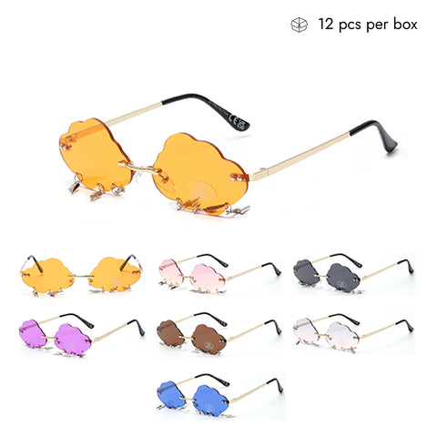 V150032 Wholesale Unisex Metal Rimless Cute Sunglasses Y2K 2 Dozen (24pcs)