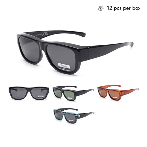 VB1405-FH Plastic Unisex Clip-on Sunglasse in Bulk 1 Dozen (12pcs)