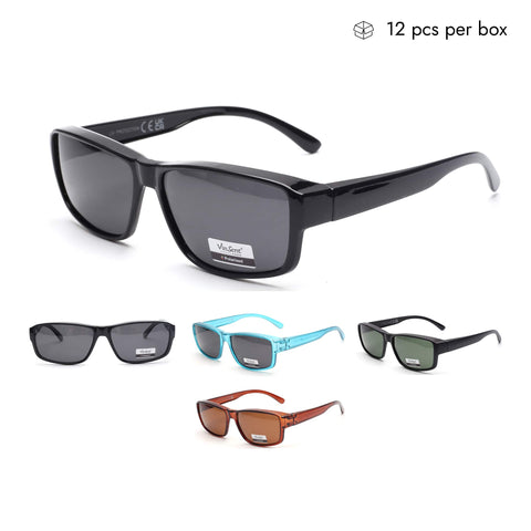 VB1406-FH Wholesale Unisex Square Clip-on Sunglasses 1 Dozen (12pcs)