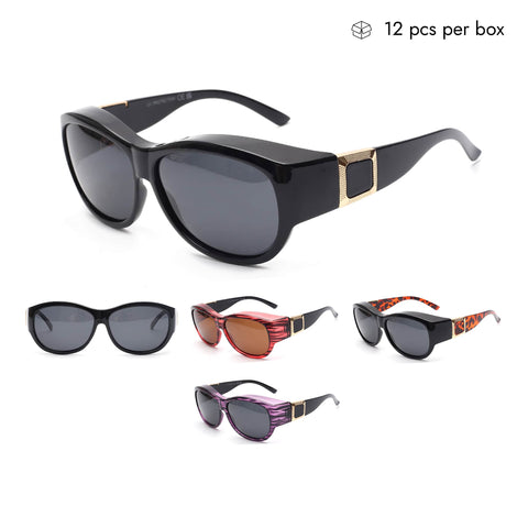 VB1602-FH Unisex Plastic Clip-on Sunglasses in Bulk 1 Dozen (12pcs)