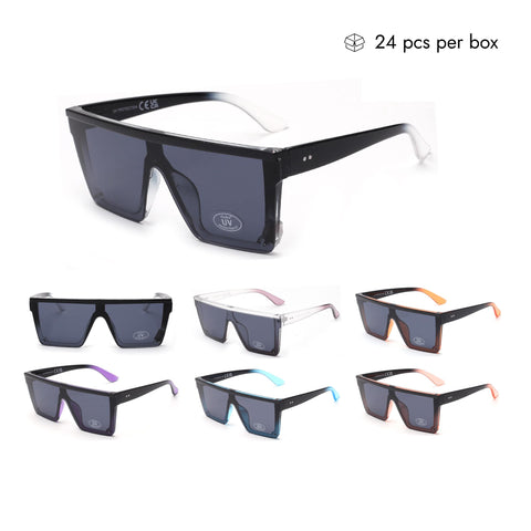 VSA001-JJ Unisex Plastic One-piece Sunglasses Wholesale 2 Dozen (24pcs)