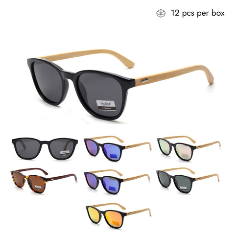 VZB039 Wholesale Wooden Unisex Polarized Sunglasses 1 Dozen (12pcs)