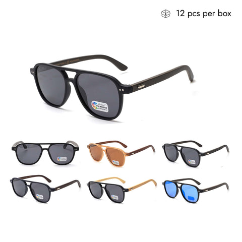 VZB041 Wholesale Unisex Aviator Plastic Sunglasses 1 Dozen (12pcs)